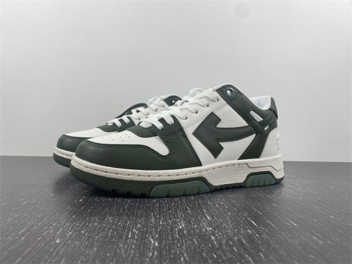 OFF-WHITE Out Of Office OOO Low Tops White Khaki OMIA189S23LEA0015901
