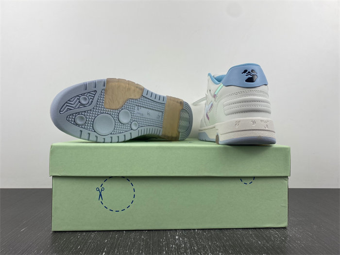 OFF-WHITE Out Of Office OOO Low Tops White Iridescent Blue OMIA189F21LEA0030181