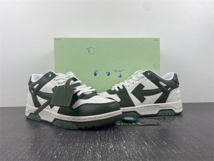 OFF-WHITE Out Of Office OOO Low Tops White Khaki OMIA189S23LEA0015901