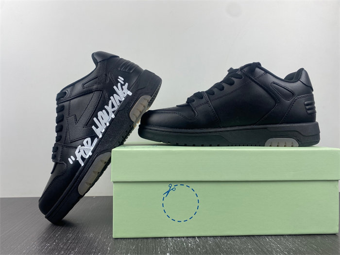 OFF-WHITE OOO Low Tops "For Walking" Black White OMIA189S21LEA0041001