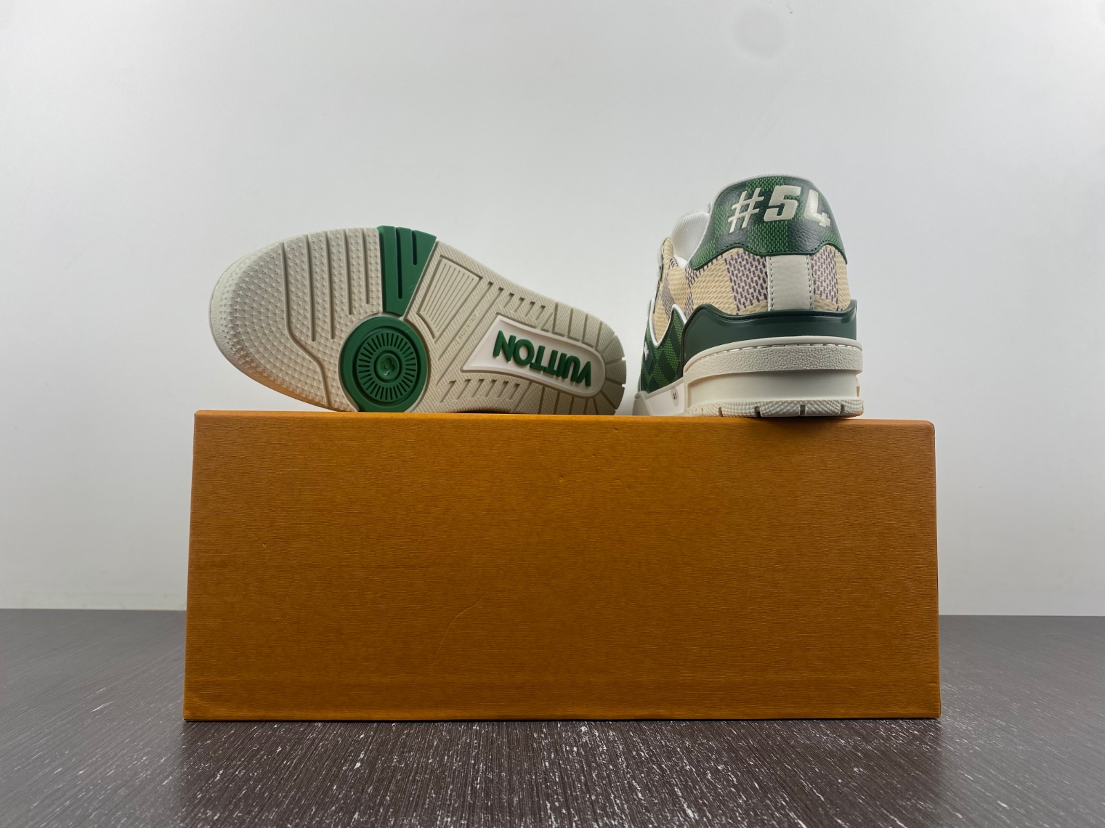 l**is V*t*n lv trainer # 54 new york restrictions white-green-gray checkered color