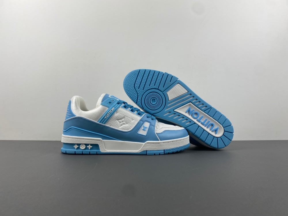 l**is V*t*n blue & white monogram trainers