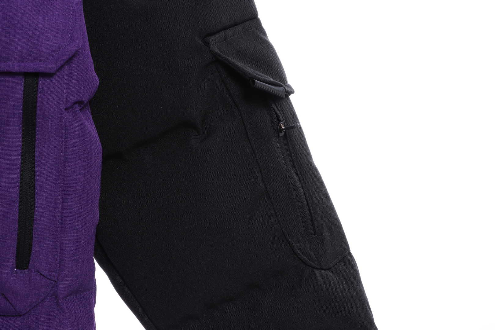 the n0*h F**e splicing contrast color large pocket functional down jacket