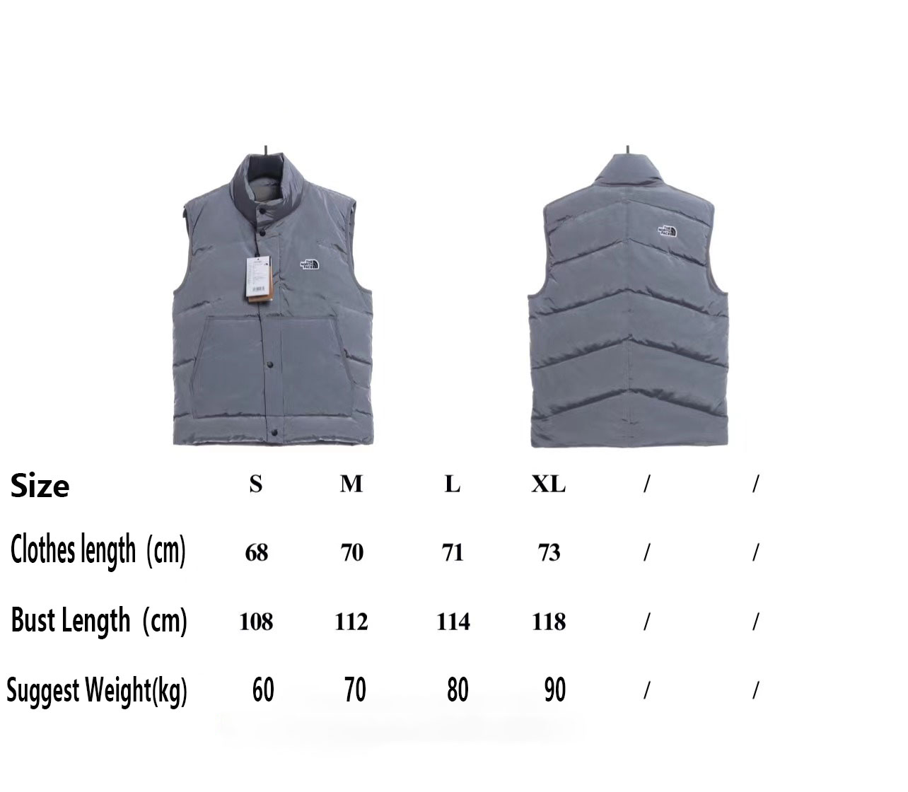 the n0*h F**e chest patch micro label down vest