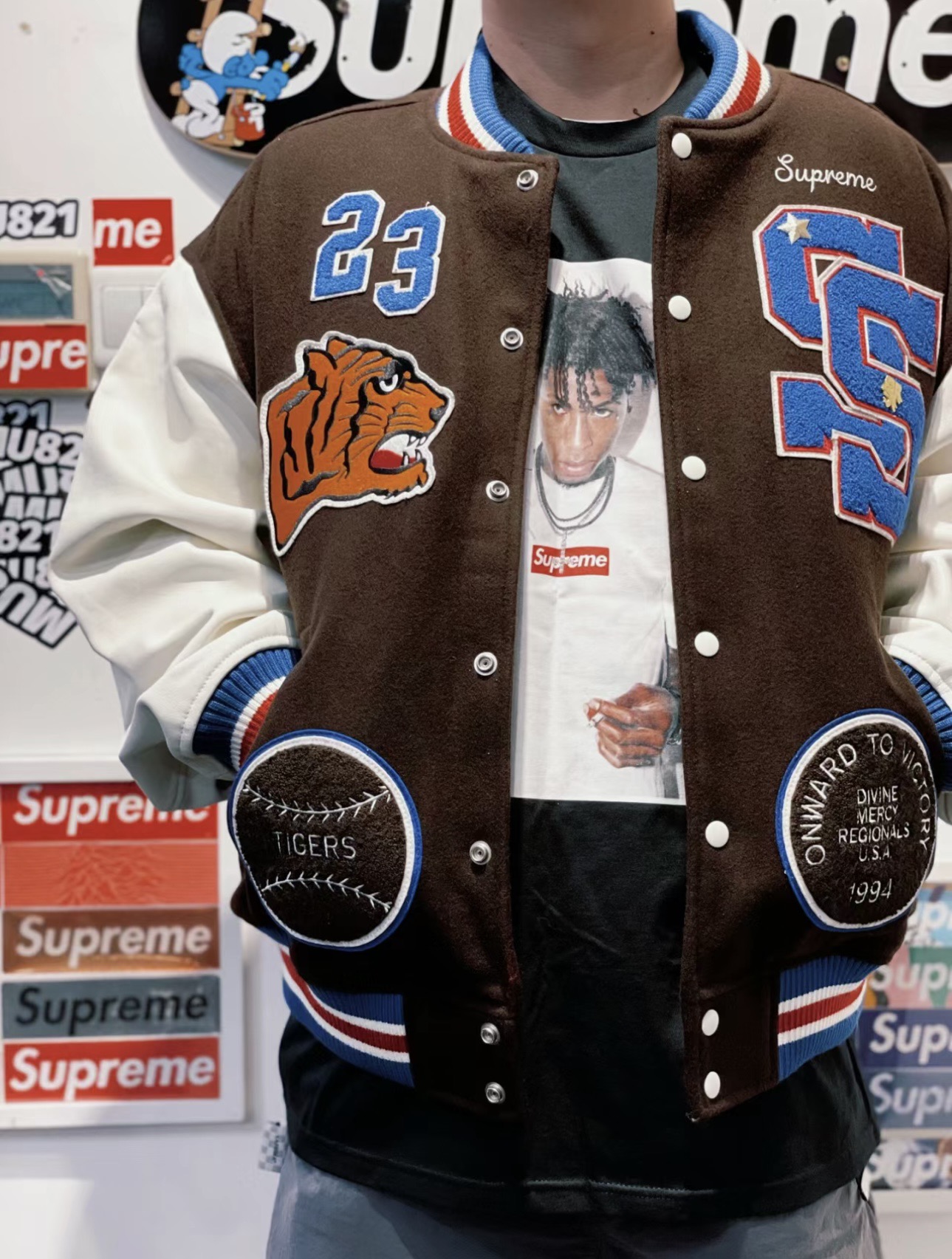 S*prem3 tiger varsity jacket 2023