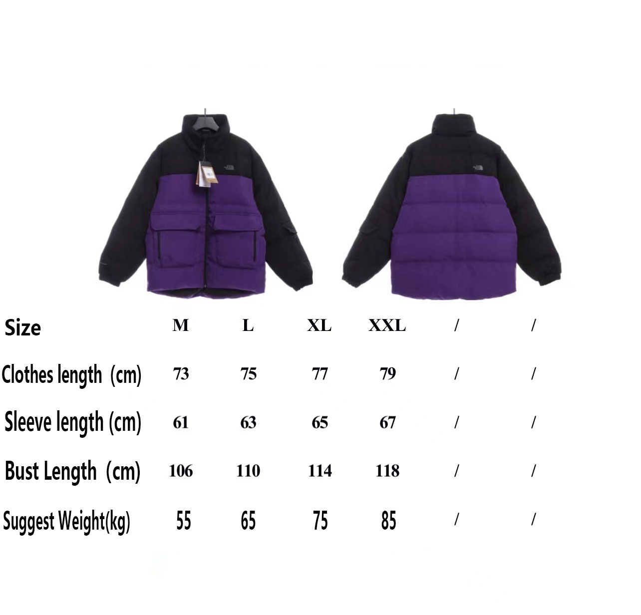 the n0*h F**e splicing contrast color large pocket functional down jacket