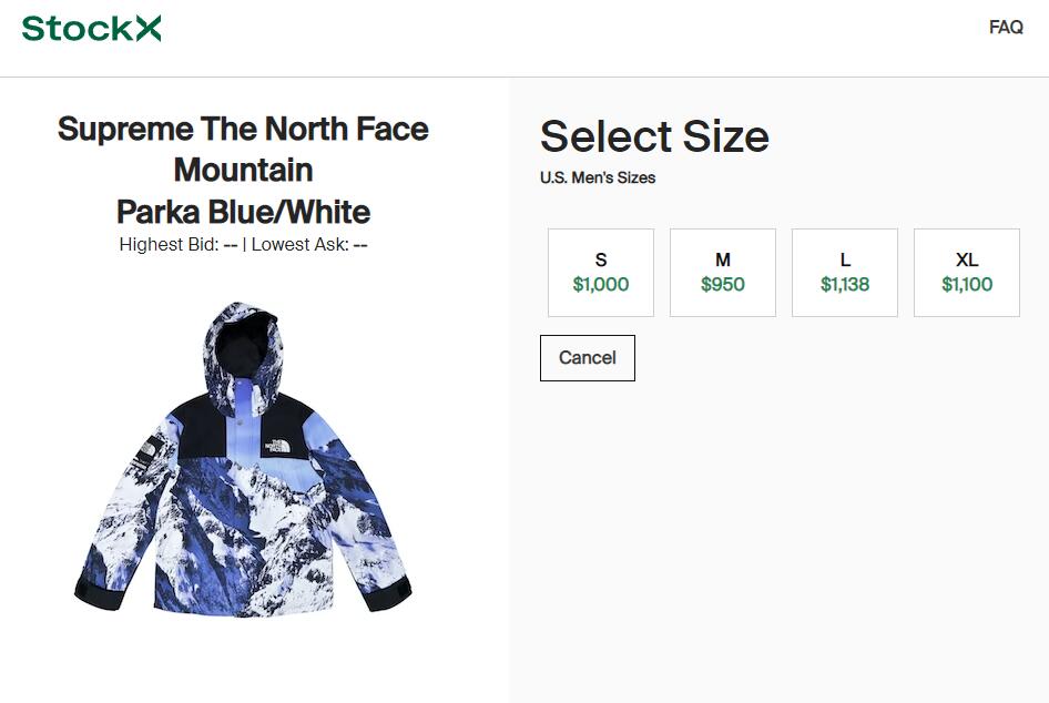 S*prem3 the n0*h f**e mountain parka blue/white