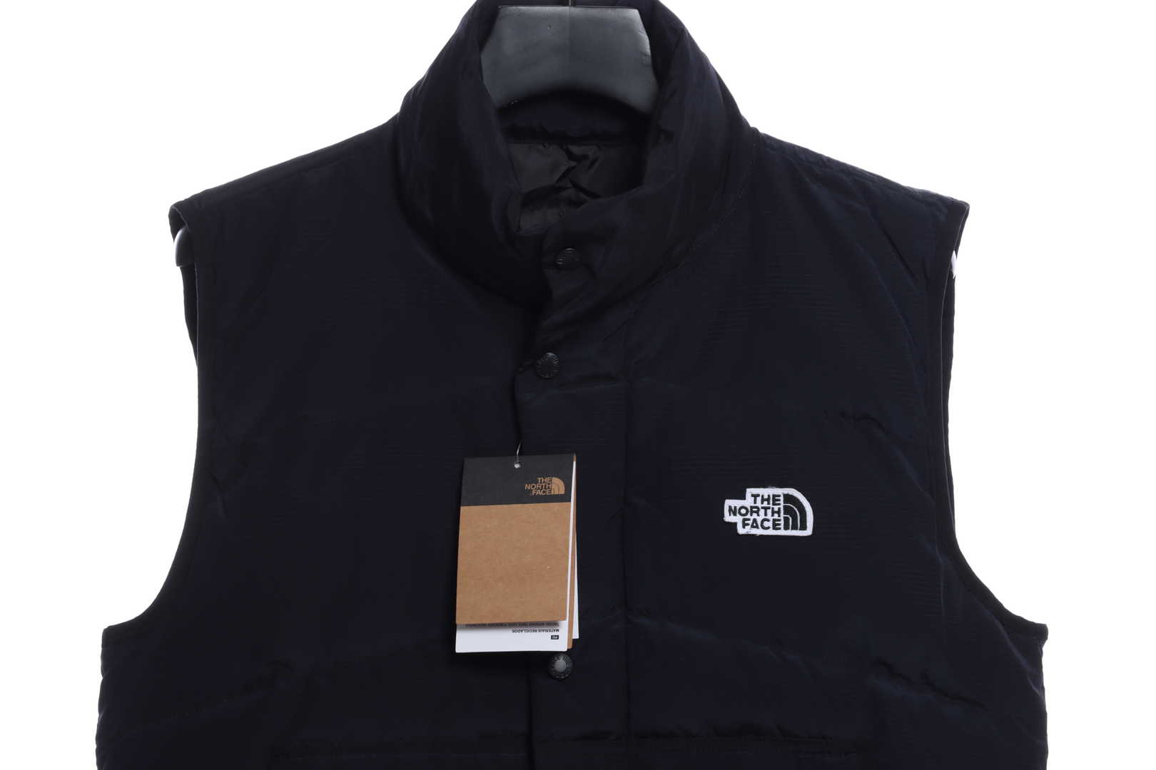 the n0*h F**e chest patch micro label down vest