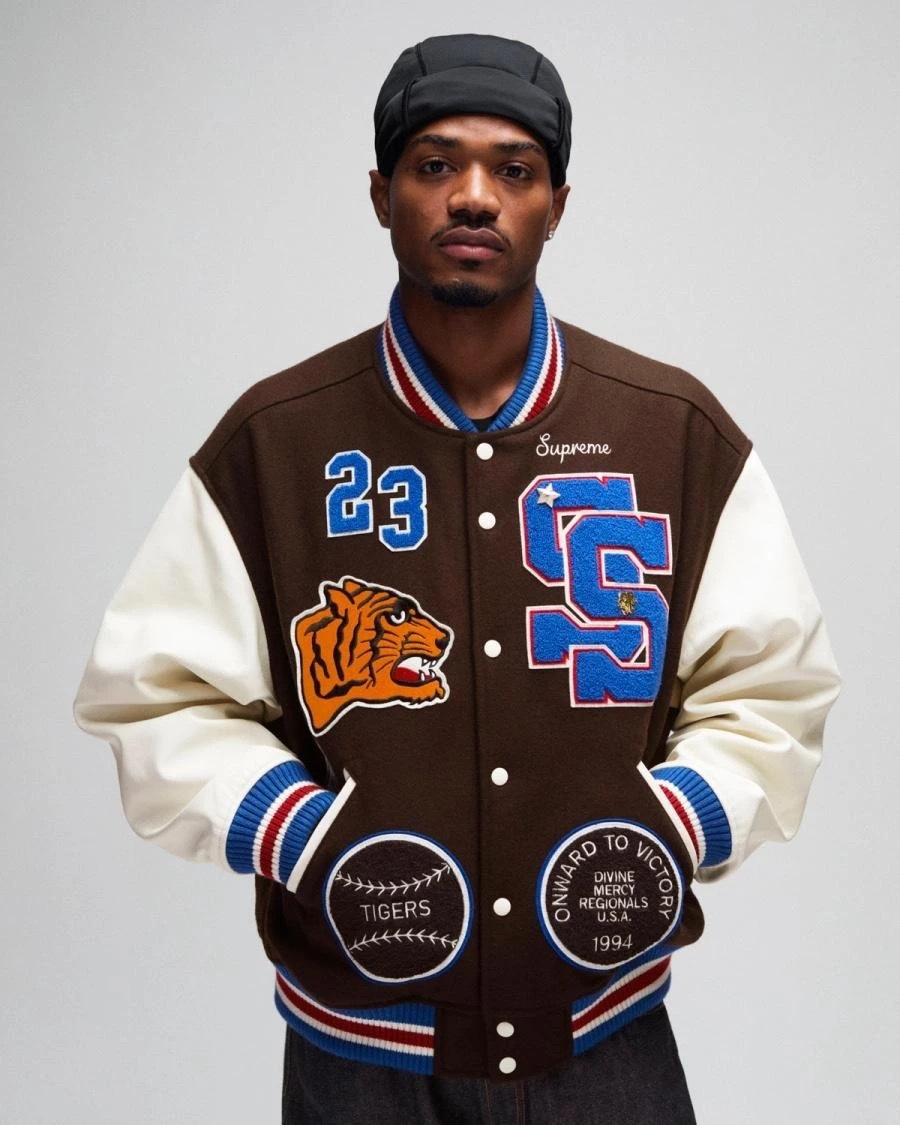 S*prem3 tiger varsity jacket 2023