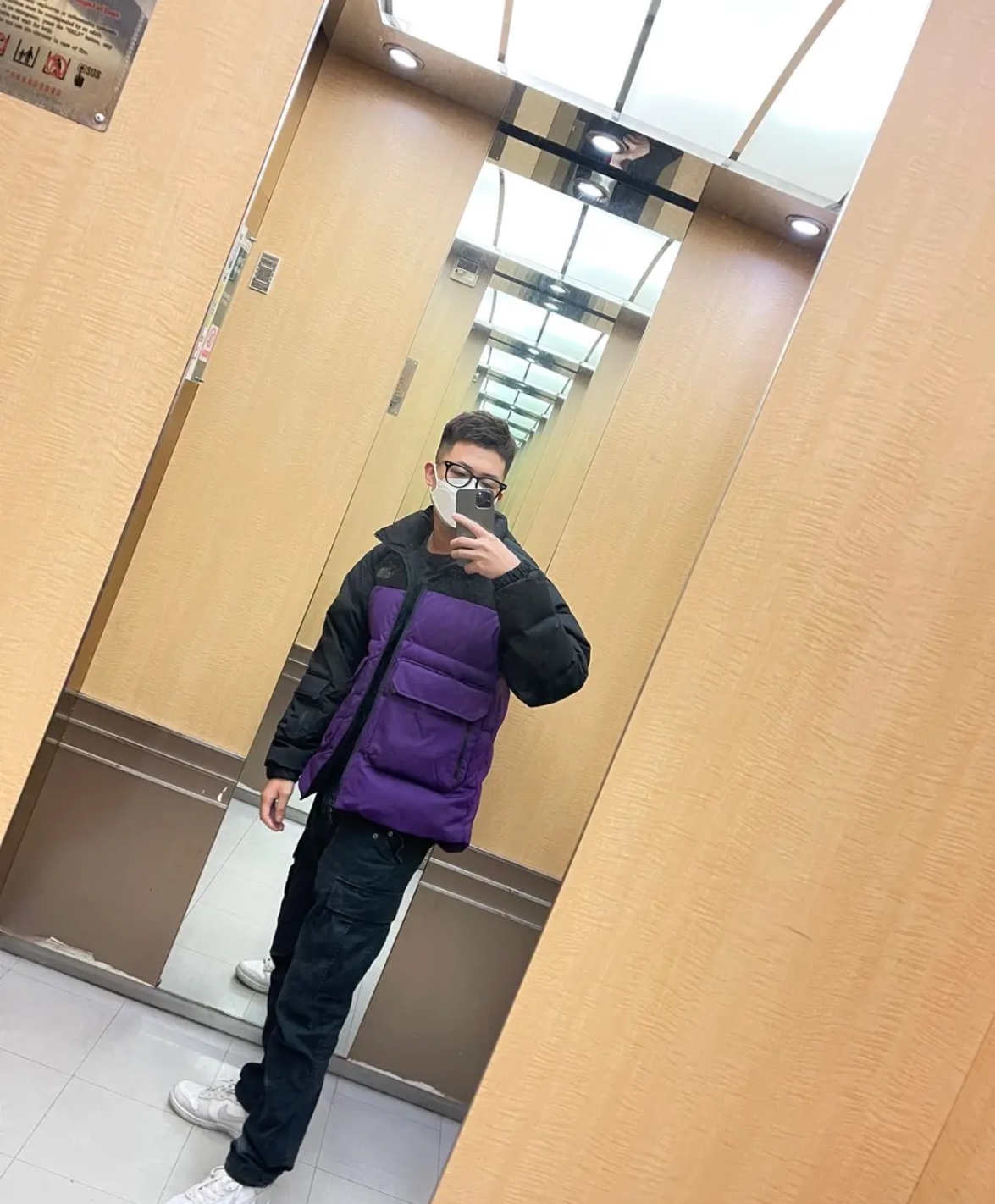 the n0*h F**e splicing contrast color large pocket functional down jacket