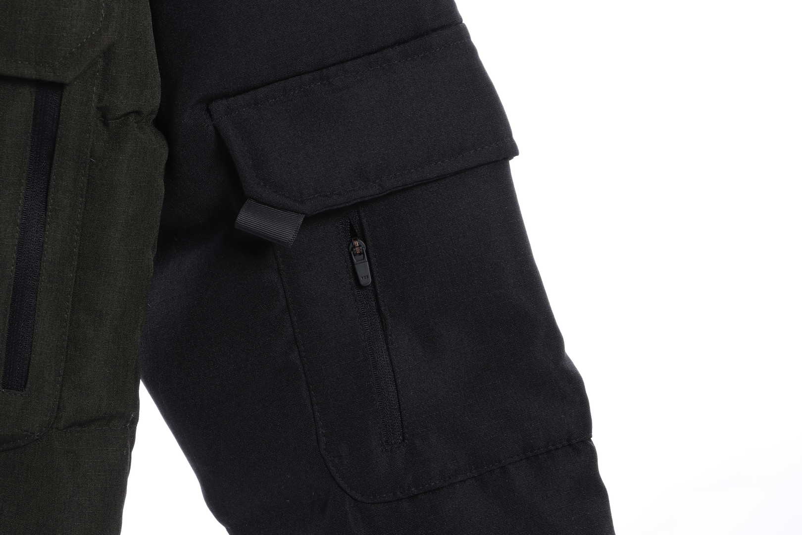 the n0*h F**e splicing contrast color large pocket functional down jacket