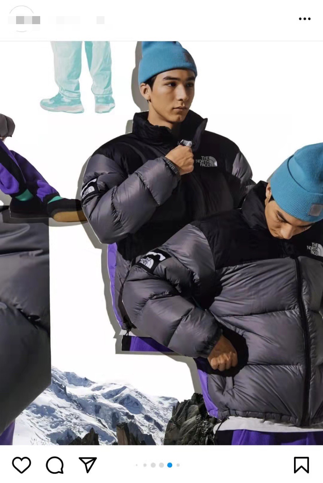 the n0*h F**e colorful snow mountain print down jacket 2021
