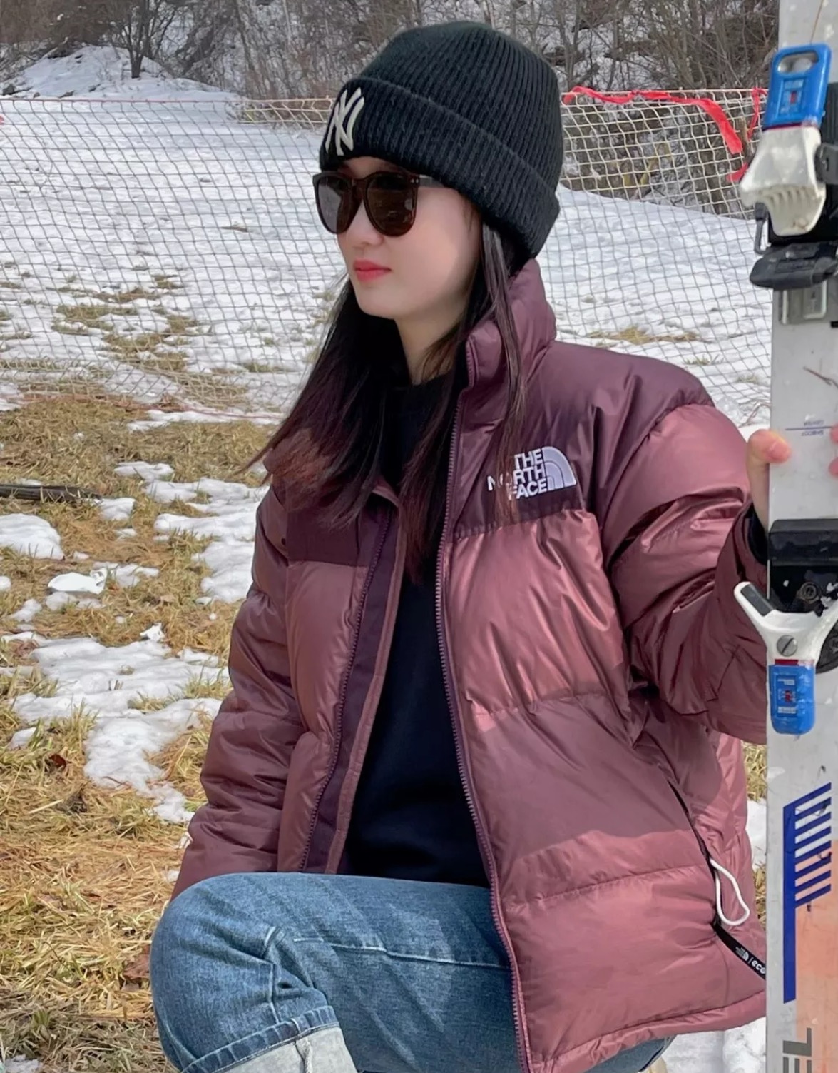 the n0*h F**e 96 red-brown down jacket